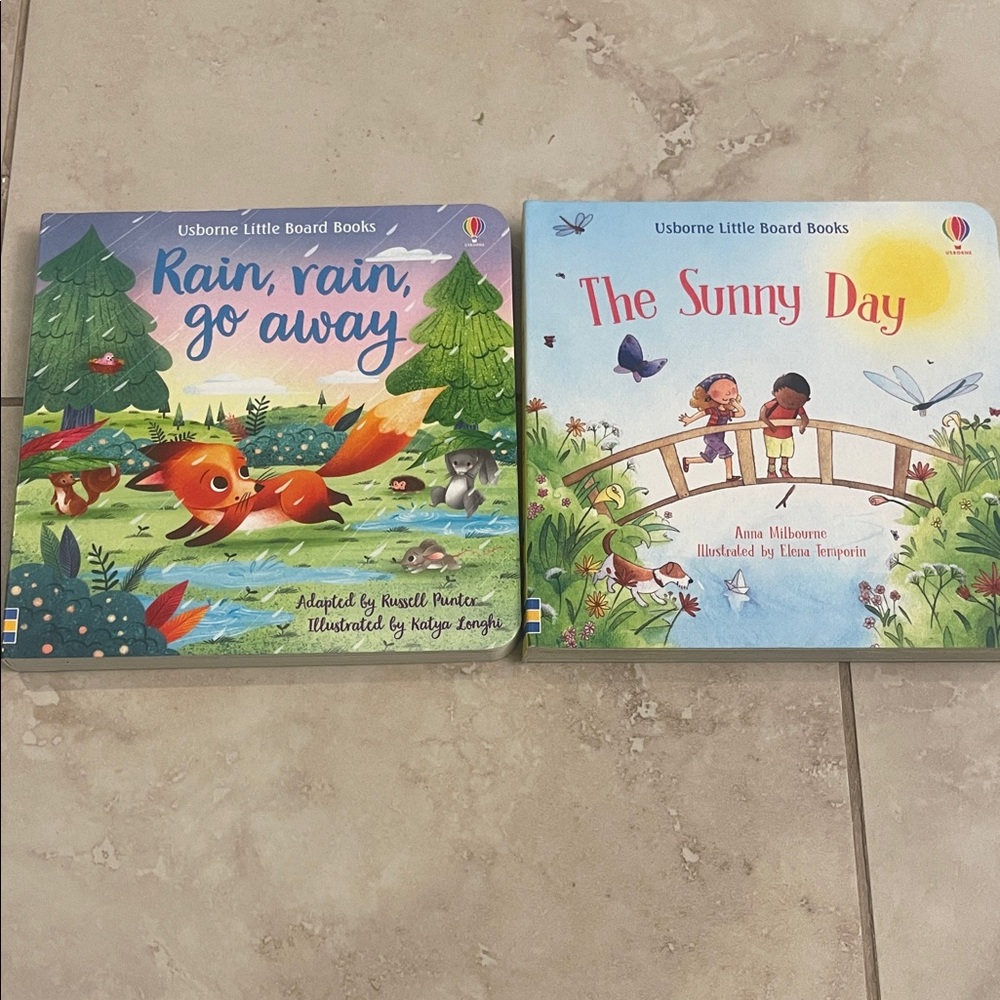 Usborne Little Board Books Set - Rain, Rain, Go Away & The Sunny Day
